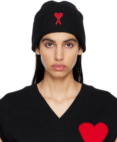 Black Ami de Cœur Beanie - AMI Alexandre Mattiussi - Modalova