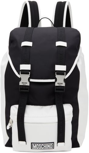 Black & White Logo Backpack - Moschino - Modalova