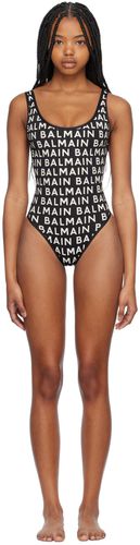 Black Scoop Neck One-Piece Swimsuit - Balmain - Modalova