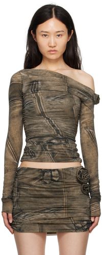 Blumarine Khaki Printed Blouse - Blumarine - Modalova