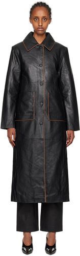Black Semi-Fitted Leather Coat - REMAIN Birger Christensen - Modalova