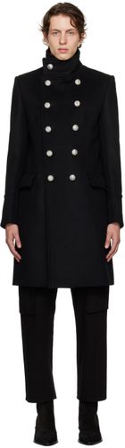 Black Mid-Length Military Coat - Balmain - Modalova