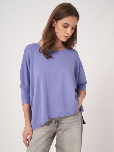 Oversized cotton blend poncho sweater - REPEAT cashmere - Modalova