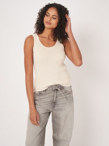 Cotton knit textured tank top - REPEAT cashmere - Modalova