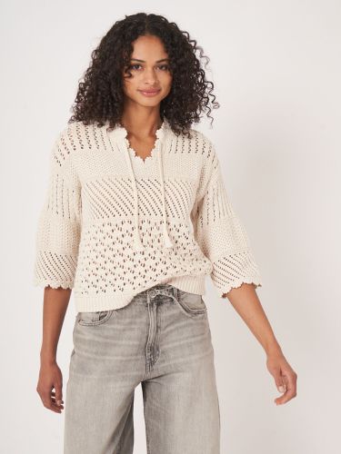 Ajour sweater with crochet details - REPEAT cashmere - Modalova