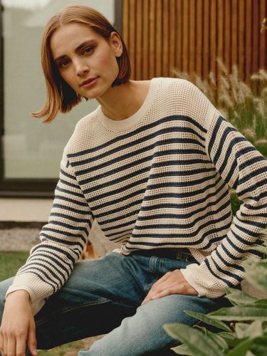 Striped ajour sweater - REPEAT cashmere - Modalova