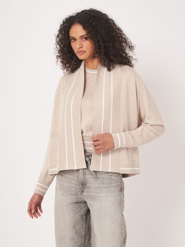 Cotton blend open cardigan with stripe detail - REPEAT cashmere - Modalova