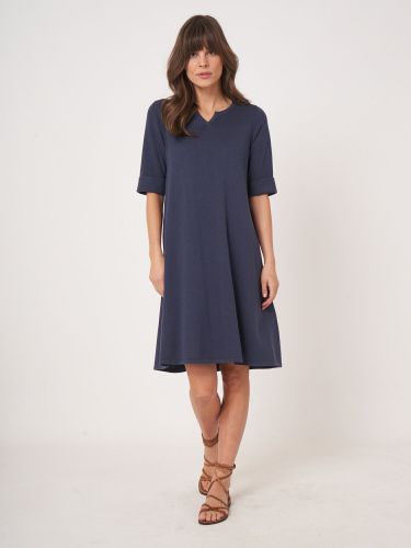 Short sleeve cotton blend fine knit dress - REPEAT cashmere - Modalova