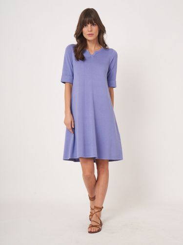 Short sleeve cotton blend fine knit dress - REPEAT cashmere - Modalova