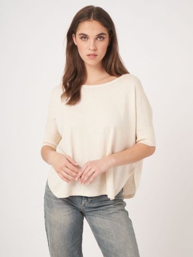 Fine knit cotto cashmere blend poncho sweater - REPEAT cashmere - Modalova