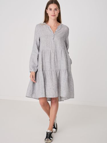 Pure linen tiered dress with check pattern - REPEAT cashmere - Modalova