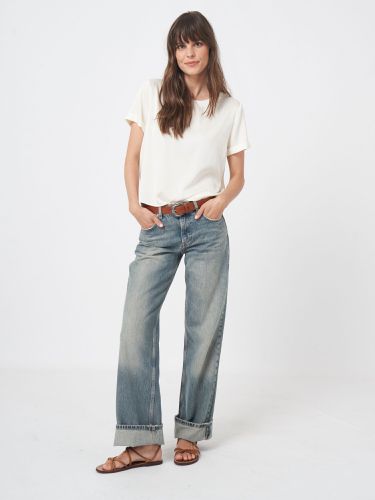 Silk T-shirt with rolled up sleeves - REPEAT cashmere - Modalova