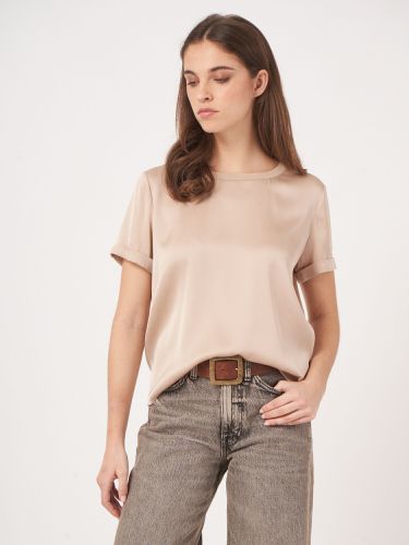 Silk T-shirt with rolled up sleeves - REPEAT cashmere - Modalova