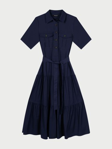 Soft poplin tiered shirt dress - REPEAT cashmere - Modalova