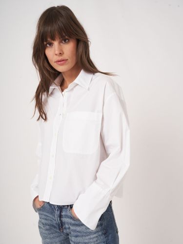 Cropped loose fit cotton shirt - REPEAT cashmere - Modalova