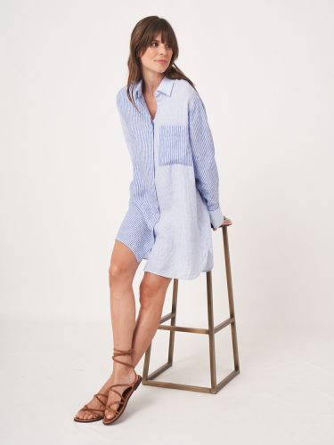 Linen shirt dress with mixed stripes - REPEAT cashmere - Modalova