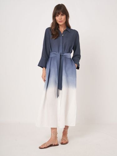 Linen blend shirt dress with dip dye print - REPEAT cashmere - Modalova