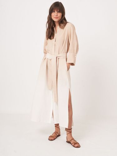 Linen blend shirt dress with dip dye print - REPEAT cashmere - Modalova