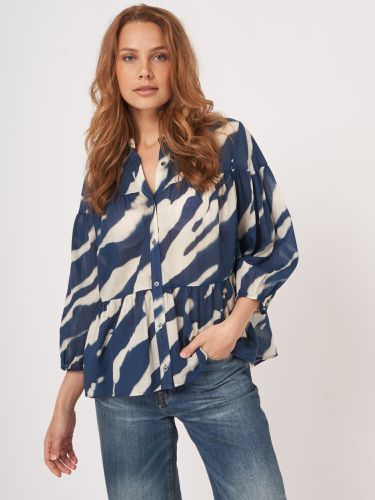 Tiered blouse with animal print - REPEAT cashmere - Modalova