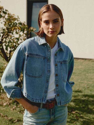 Soft cropped denim jacket - REPEAT cashmere - Modalova