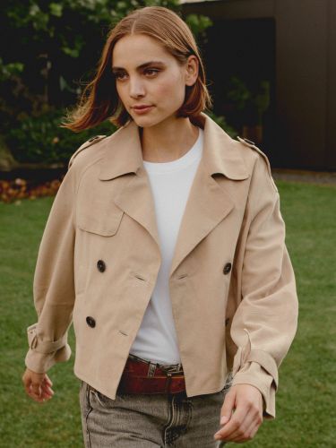 Cropped suede trench jacket - REPEAT cashmere - Modalova