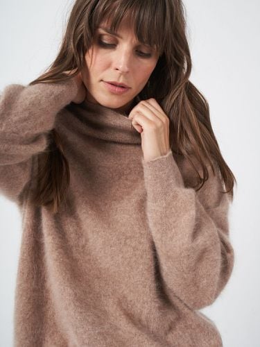 High neck brushed cashmere sweater - REPEAT cashmere - Modalova