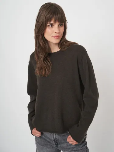 Straight fit organic cashmere sweater with round neck - REPEAT cashmere - Modalova