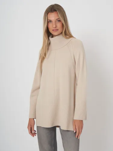 Long fit a-line turtleneck pullover - REPEAT cashmere - Modalova