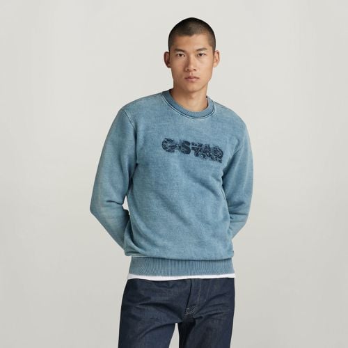 Indigo Distressed Logo Sweater - Men - G-Star RAW - Modalova