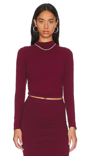 Cropped shirred turtleneck top en color vino talla L en - Wine. Talla L (también en M, S, XS) - Bobi - Modalova