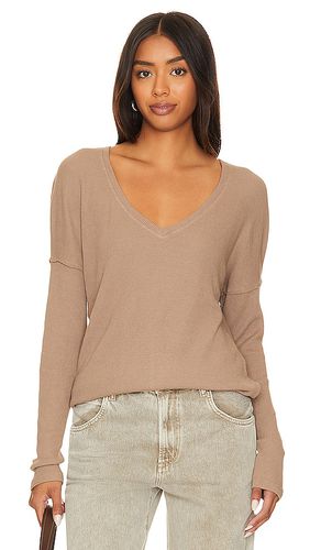 V neck long sleeve top en color marrón talla L en - Brown. Talla L (también en M, S) - Bobi - Modalova