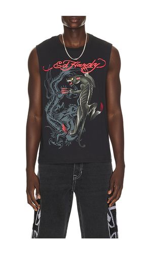 Panther rose cut off tee in color black size S (also in M, L, XL/1X) - Ed Hardy - Modalova