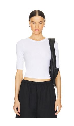 Cuello redondo silk rib cropped half sleeve en color talla M en - White. Talla M (también en L, S, XL) - Enza Costa - Modalova