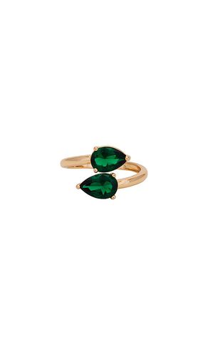 Crystal teardrop wrap ring in color green size 6 in - Green. Size 6 (also in 5, 7) - Ettika - Modalova
