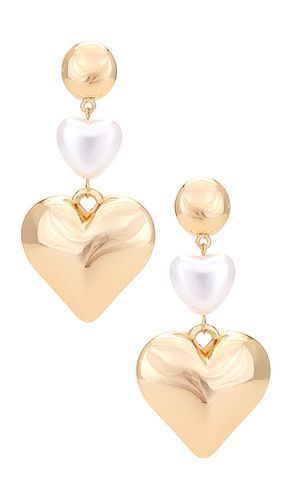 Heart drop earring in color metallic gold size all in - Metallic Gold. Size all - Ettika - Modalova