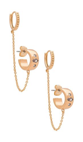 Double Piercing Chain Hoop Earrings in - Ettika - Modalova