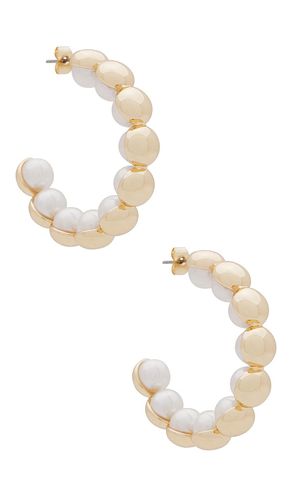 Pearl Inlay Gold Hoop Earrings in - Ettika - Modalova