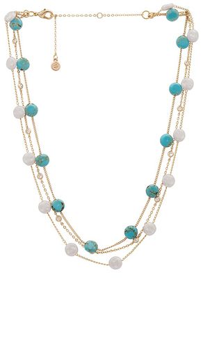 Collar superpuesto dressed en turquoise & pearls en color azul cerceta talla all en - Teal. Talla all - Ettika - Modalova