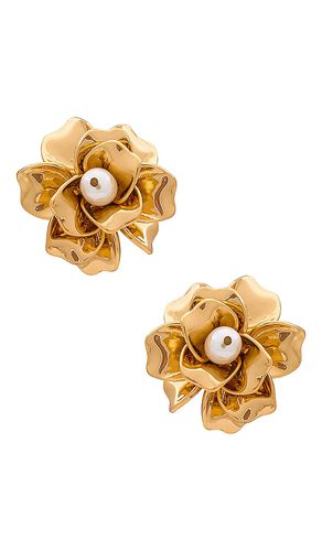 Pendientes flower and pearl en color oro metálico talla all en - Metallic Gold. Talla all - Ettika - Modalova