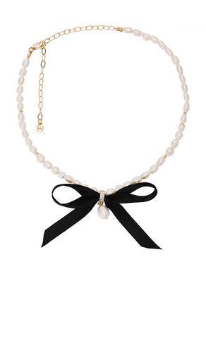 CHOKER VELVET BOW STATEMENT PEARL in - Ettika - Modalova