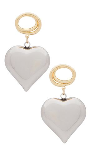 Pendiente mixed metal puffy heart dangle en color metallic gold,metallic silver talla all en & - Metallic Gold,Metallic Silver - Ettika - Modalova