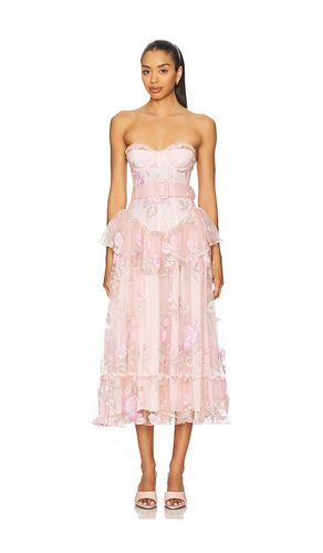 Vestido midi bordado emmeline en color rubor talla M en - Blush. Talla M (también en XL) - For Love & Lemons - Modalova