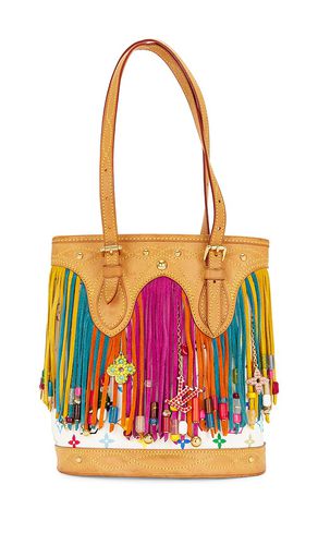Louis vuitton monogram fringe tote bag with pouch in color tan size all in - Tan. Size all - FWRD Renew - Modalova