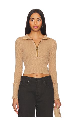 Suéter con media cremallera midnight en color bronce talla L en - Tan. Talla L (también en M, S, XL, XS) - Free People - Modalova