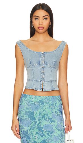 Sally Denim Corset Top In Daylight Sky Combo in . Size M, S, XL - Free People - Modalova