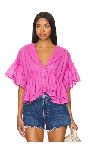 Bella cutwork top en color rosado talla L en - Pink. Talla L (también en M, S) - Free People - Modalova