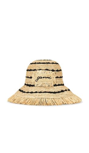 Stripe Raffia Bucket Hat in - Ganni - Modalova