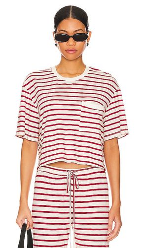 Stripe jersey crop pocket tee en color rojo talla L en - Red. Talla L (también en M, S, XL, XS, XXS) - MONROW - Modalova