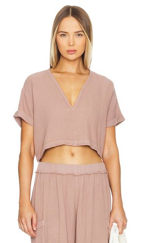 Gauze v neck mini top en color beige talla XL en - Beige. Talla XL (también en XXS) - MONROW - Modalova