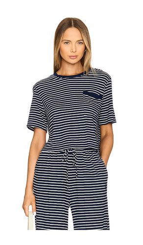 Stripe crop pocket tee en color azul marino talla L en - Navy. Talla L (también en M, S, XS) - MONROW - Modalova